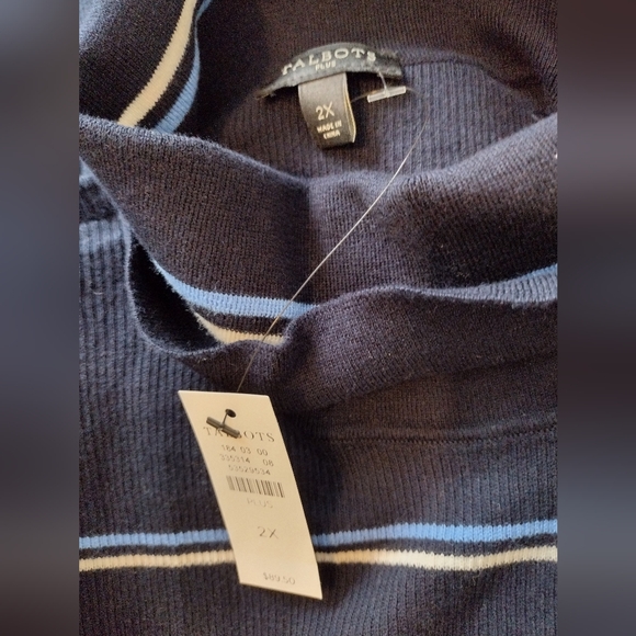 Talbots Striped Turtleneck Sweater Size 2X New NWT Blue - Picture 3 of 3